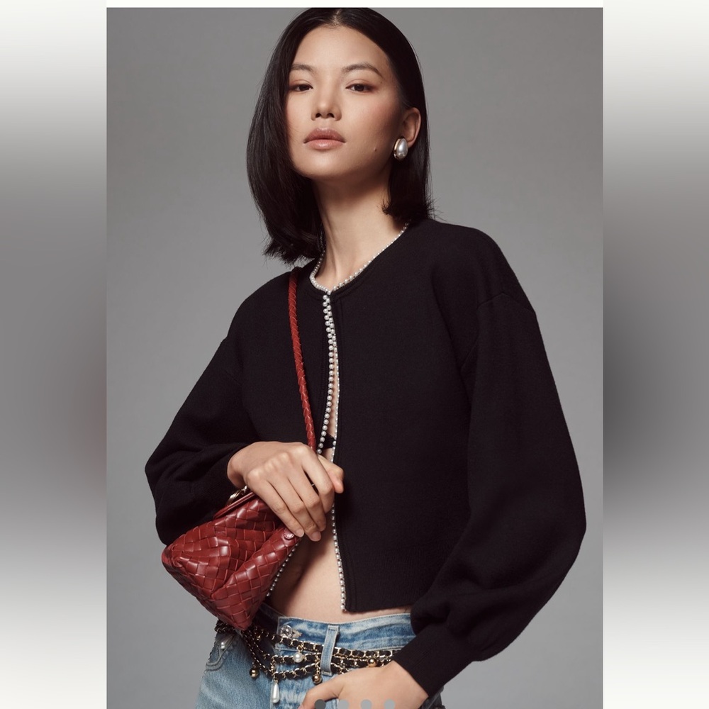 NWT Anthropologie pearl trim cardigan sweater